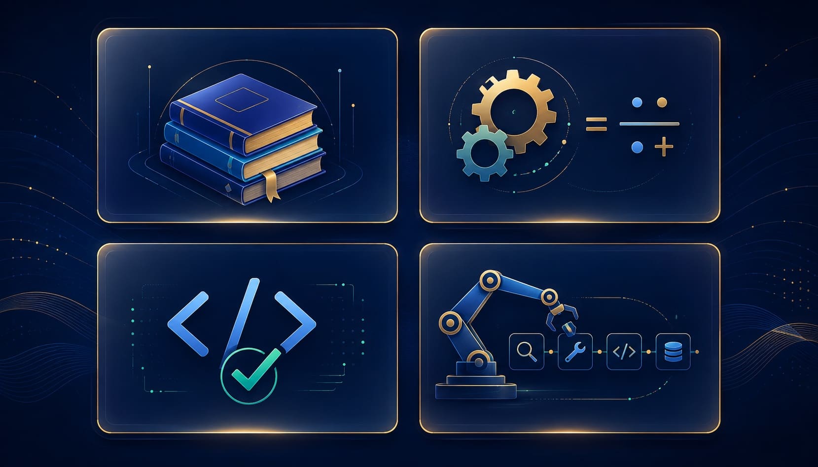 Four families of AI benchmarks: knowledge, reasoning, coding, agentic